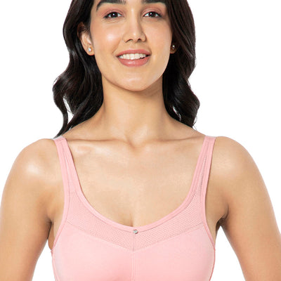 Cotton Smooth Back Solid Non Padded Non-Wired Support bra - Quartz