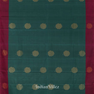 Hunter Green With Royal Maroon Pure Kanjivaram Soft Silk Saree