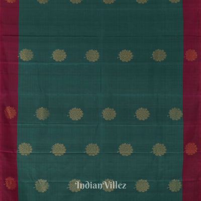 Hunter Green With Royal Maroon Pure Kanjivaram Soft Silk Saree