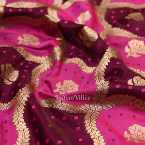 Rani Pink Rangkart Mashru Satin Silk Banarasi Saree