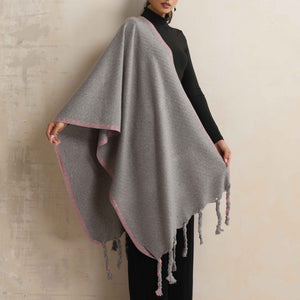 trueBrowns Grey Tassel Woollen Stole