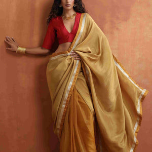 trueBrowns Gold Tissue Ready To Wear Saree