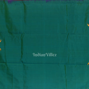 Red with Sea Green Ramayana Theme Hand-Painted Pattachitra Saree