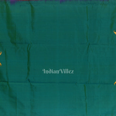 Red with Sea Green Ramayana Theme Hand-Painted Pattachitra Saree