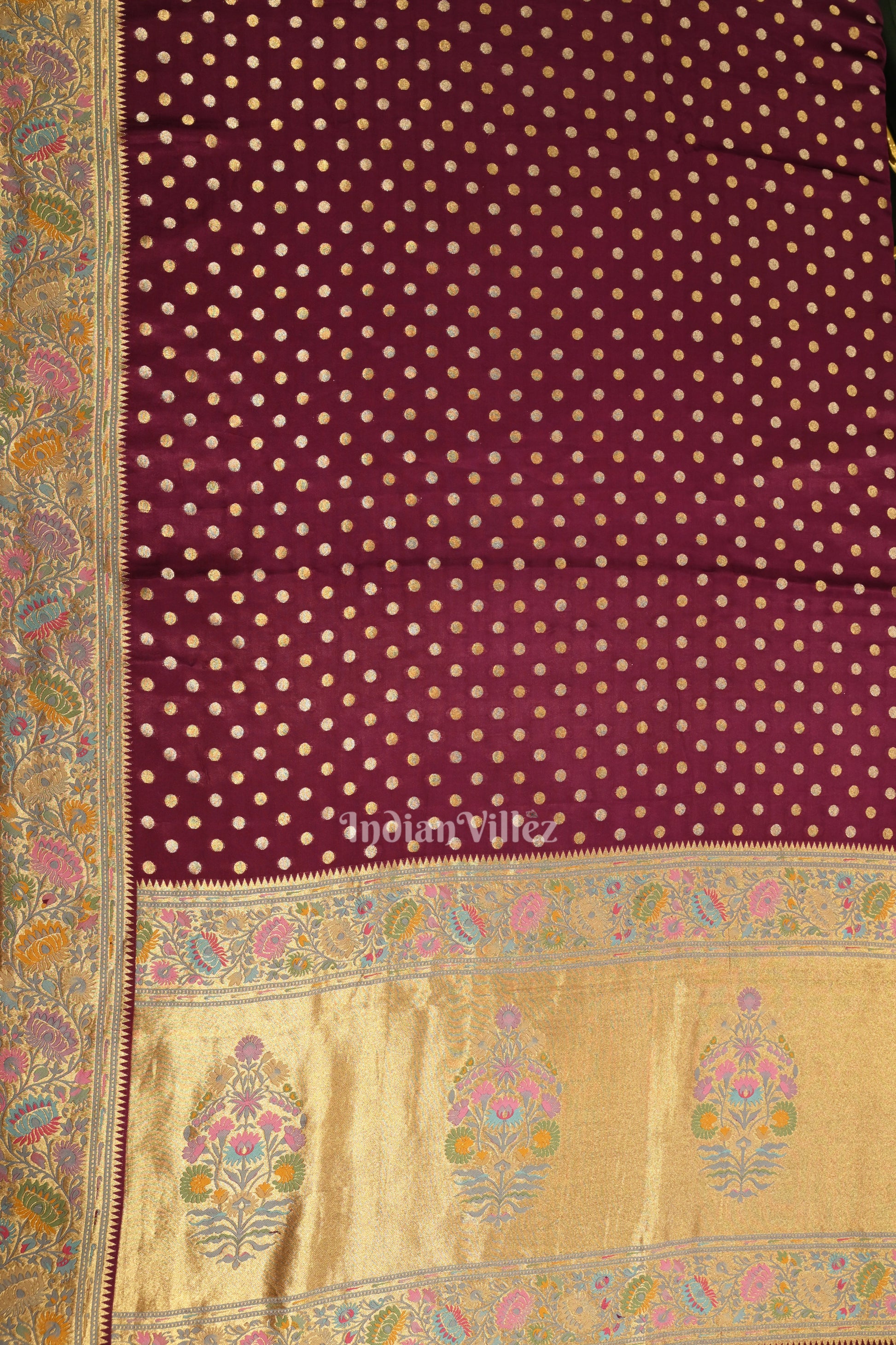 Purple Banarasi Silk Saree With Paithani Border and Pallu