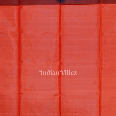 Deep Blue With Peach Handwoven South Soft Silk Saree