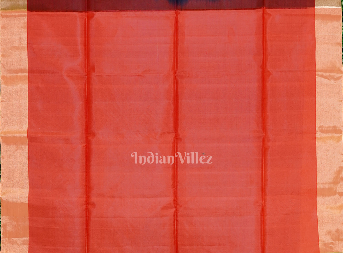 Deep Blue With Peach Handwoven South Soft Silk Saree