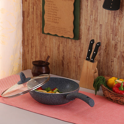 Wonderchef Renewed Granite 26cm Non-Stick Wok (without Lid) |