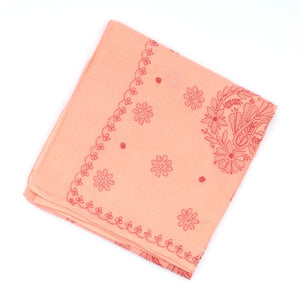 Peach Chikankari Embroidered Cotton Saree With Floral Motifs