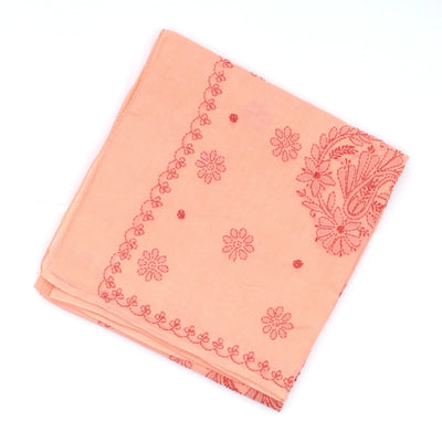 Peach Chikankari Embroidered Cotton Saree With Floral Motifs