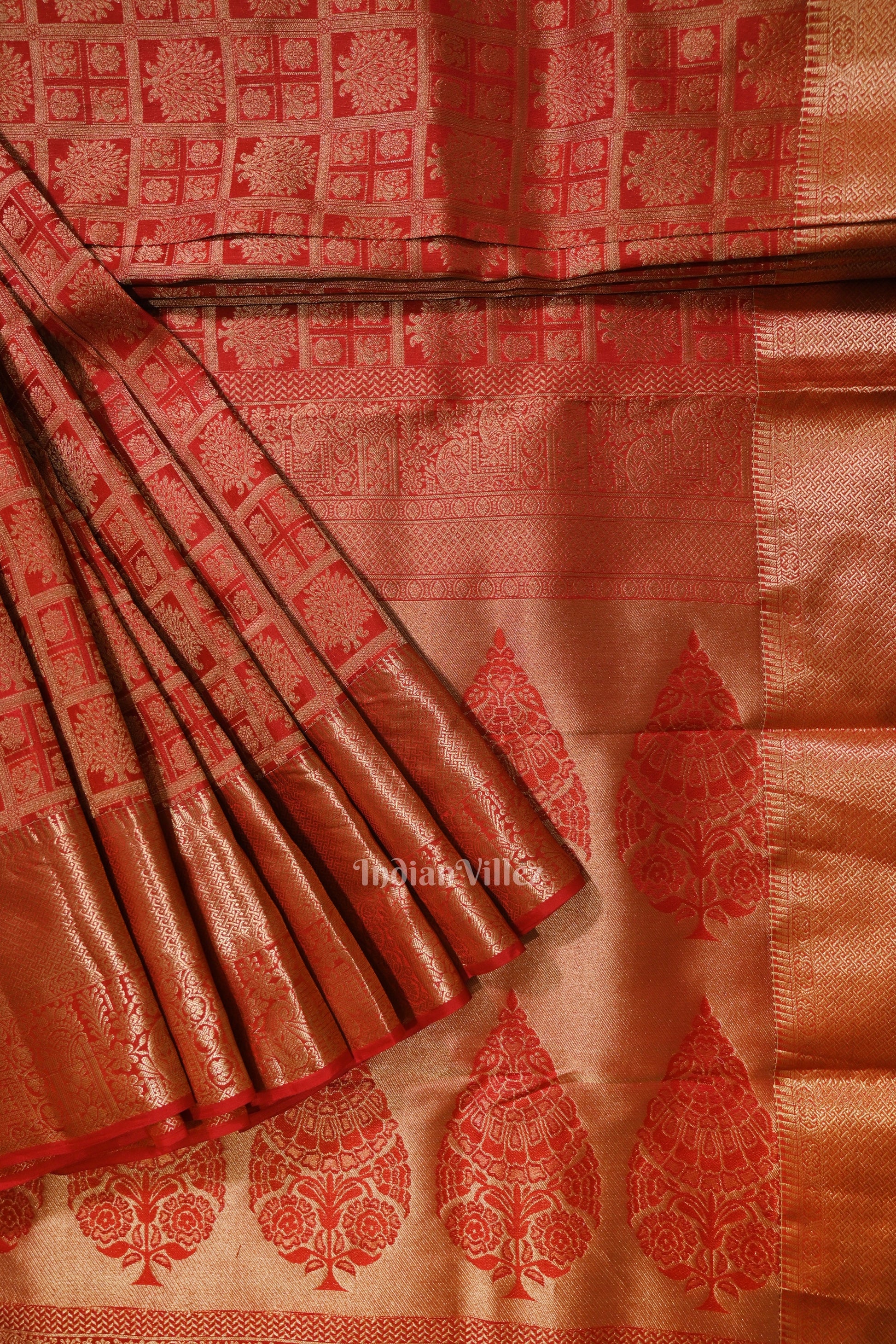 Red Pure auntheticate Kanjivaram Silk Saree with Zari Brocade