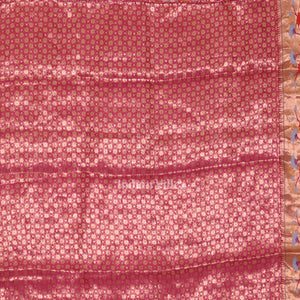Dark Orange Pink Bandhini  Banarasi Kota Silk Saree with Paithani Border