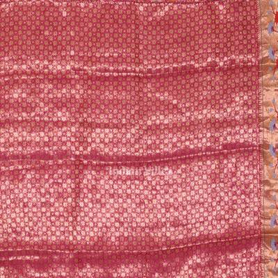 Dark Orange Pink Bandhini  Banarasi Kota Silk Saree with Paithani Border
