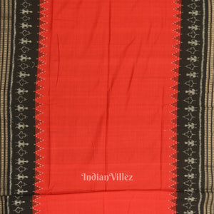 Black Red Jhoti Theme Odisha Ikat Sambalpuri Dress Set & Dupatta