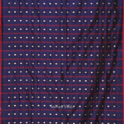 Indigo Blue Designer Ravi Verma Painting  Katan Banarasi Silk Saree