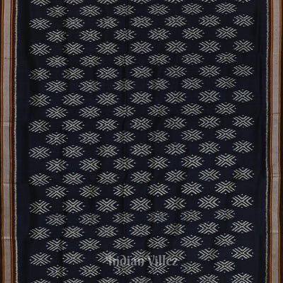 Navy Blue with Maroon Odisha Ikat Contemporary Silk Saree