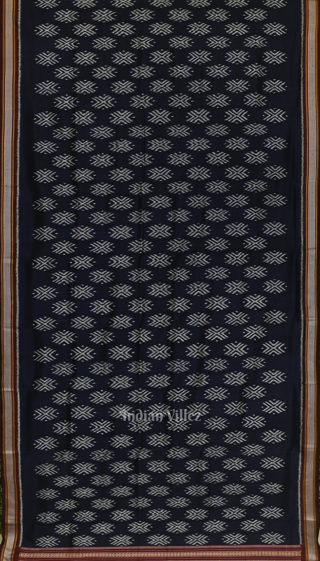 Navy Blue with Maroon Odisha Ikat Contemporary Silk Saree