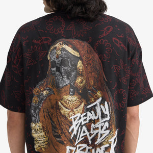 F A R A K | BEAUTY LASTS FOREVER BLOCKPRINT T-SHIRT { BLACK/BLACK