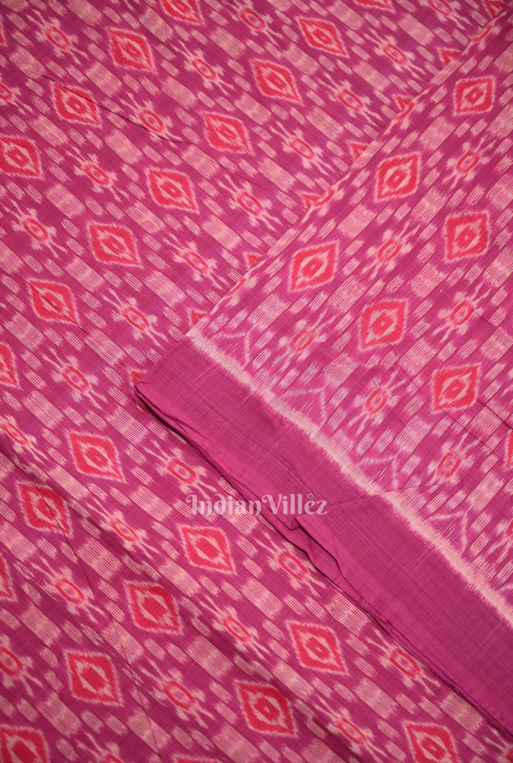 Rani PInk Sambalpuri Ikat Cotton Fabric