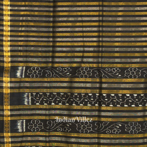 Black Stripped Bomkai Sambalpuri Ikat Tissue Saree