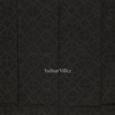 Off White Black Pochampally Ikat Sico (Silk & Cotton) Saree with Zari Border