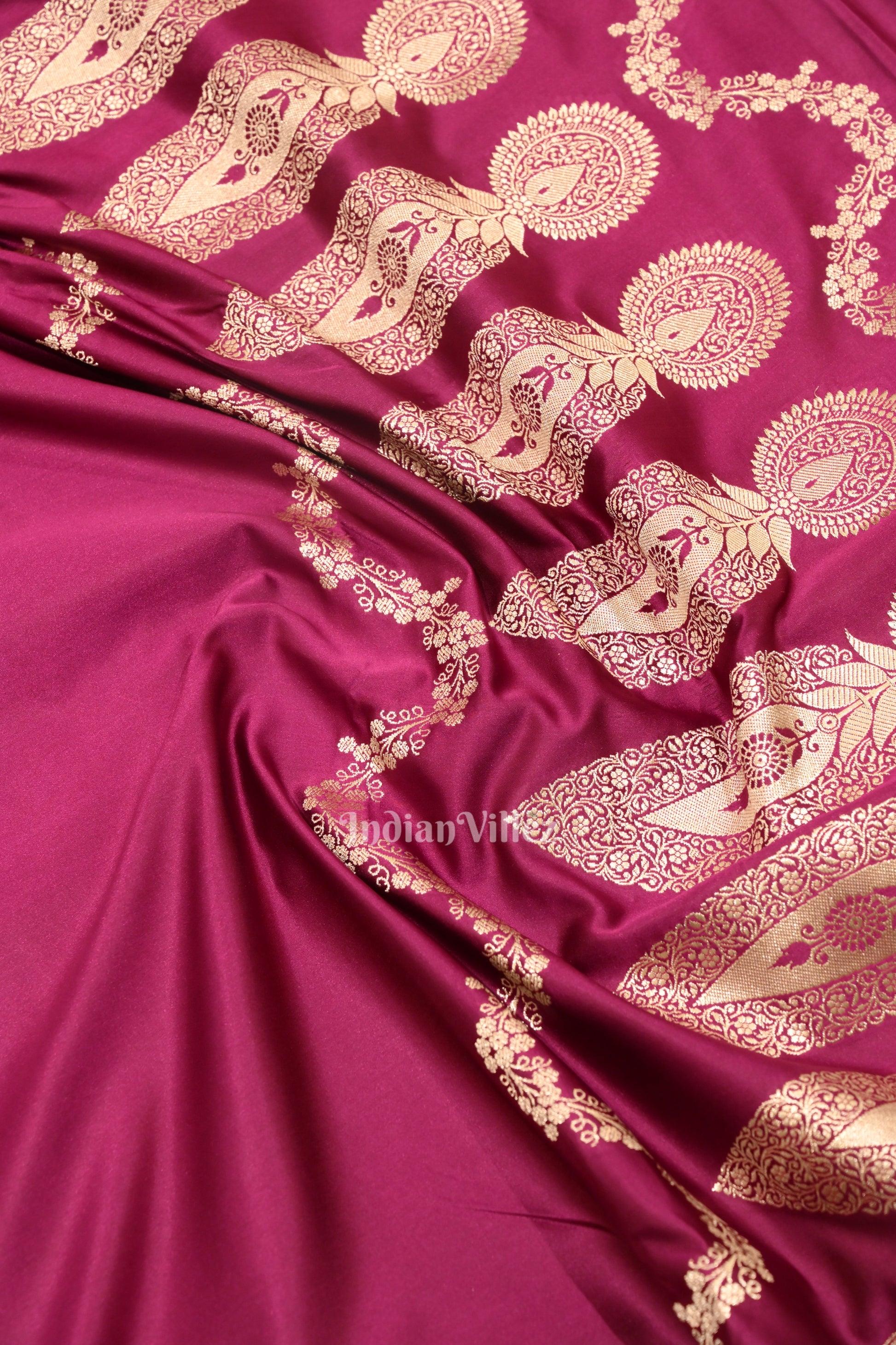 Magenta Pink Soft Pure Mashru Satin Silk Banarasi Saree