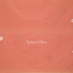 Lemon Yellow Red Radha Krishna Raasleela Hand-Painted Pattachitra Saree