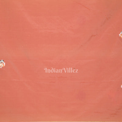 Lemon Yellow Red Radha Krishna Raasleela Hand-Painted Pattachitra Saree