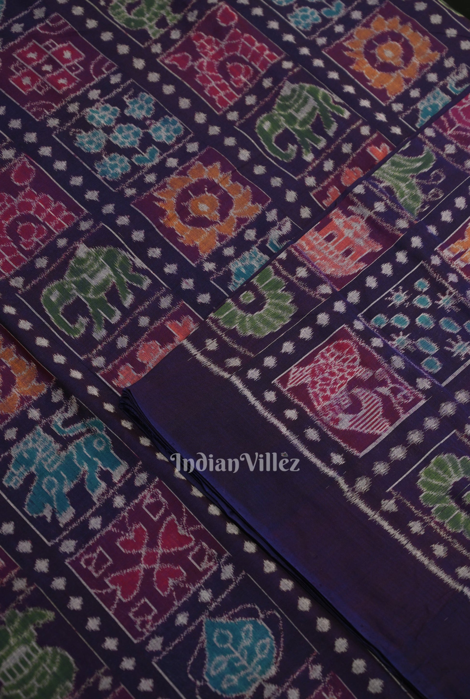Blue Nabakothi Sambalpuri Ikat Cotton Fabric