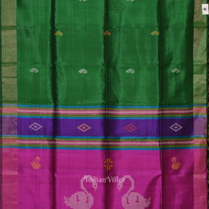 Green Pink Pure Bishnupuri Silk Saree