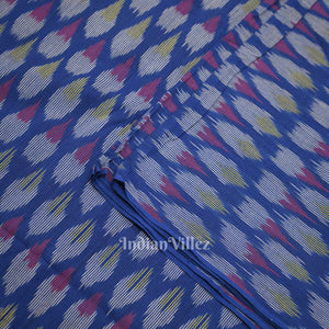 Deep Royal Blue Pochampally Ikat Cotton Fabric