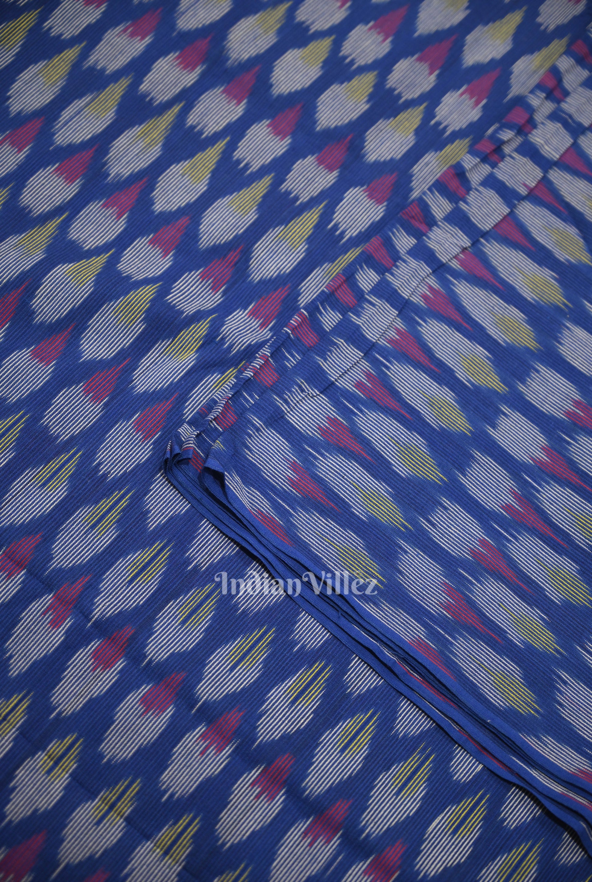 Deep Royal Blue Pochampally Ikat Cotton Fabric
