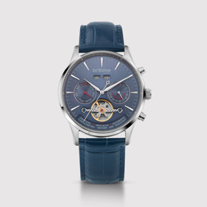 Celestial Men Automatic Blue Dial Chronograph Leather Watch 867-L10507