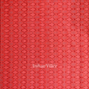 Red Pochampally Ikat Silk & Cotton (Sico) Fabric