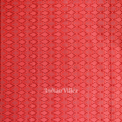 Red Pochampally Ikat Silk & Cotton (Sico) Fabric