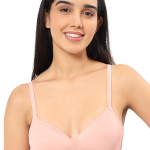 Cotton Casual Lightly Padded Non-Wired Full Coverage T-Shirt Bra - Impatiens Pink