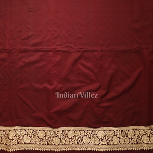 Exclusive Bridal Maroon Meenakari Pure Mashru Satin Silk Banarasi Saree