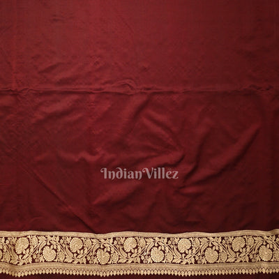 Exclusive Bridal Maroon Meenakari Pure Mashru Satin Silk Banarasi Saree