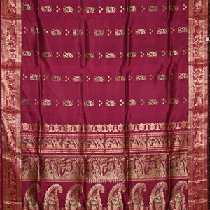 Purple Wine Handwoven Baluchari Silk Saree