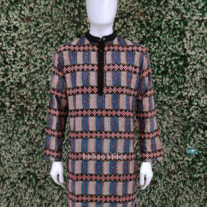Multi Color Pasapali Odisha Ikat Cotton Kurta for Men