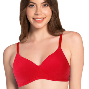 Cotton Dream Padded Non Wired T-shirt Bra - Crimson
