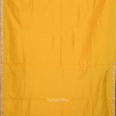 Green Yellow Pure Silk Saree