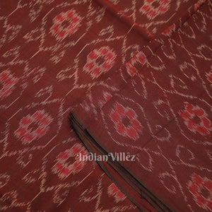 Coffee Floral Theme Sambalpuri Ikat Cotton Fabric