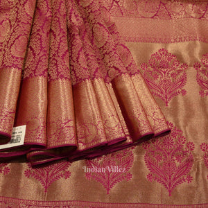 Pink With Golden Pure Kanjivaram Silk Saree