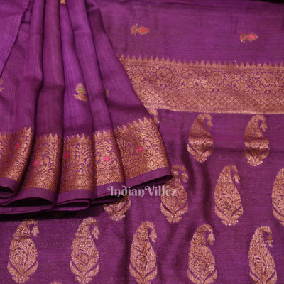 Purple Tussar Banarasi Saree