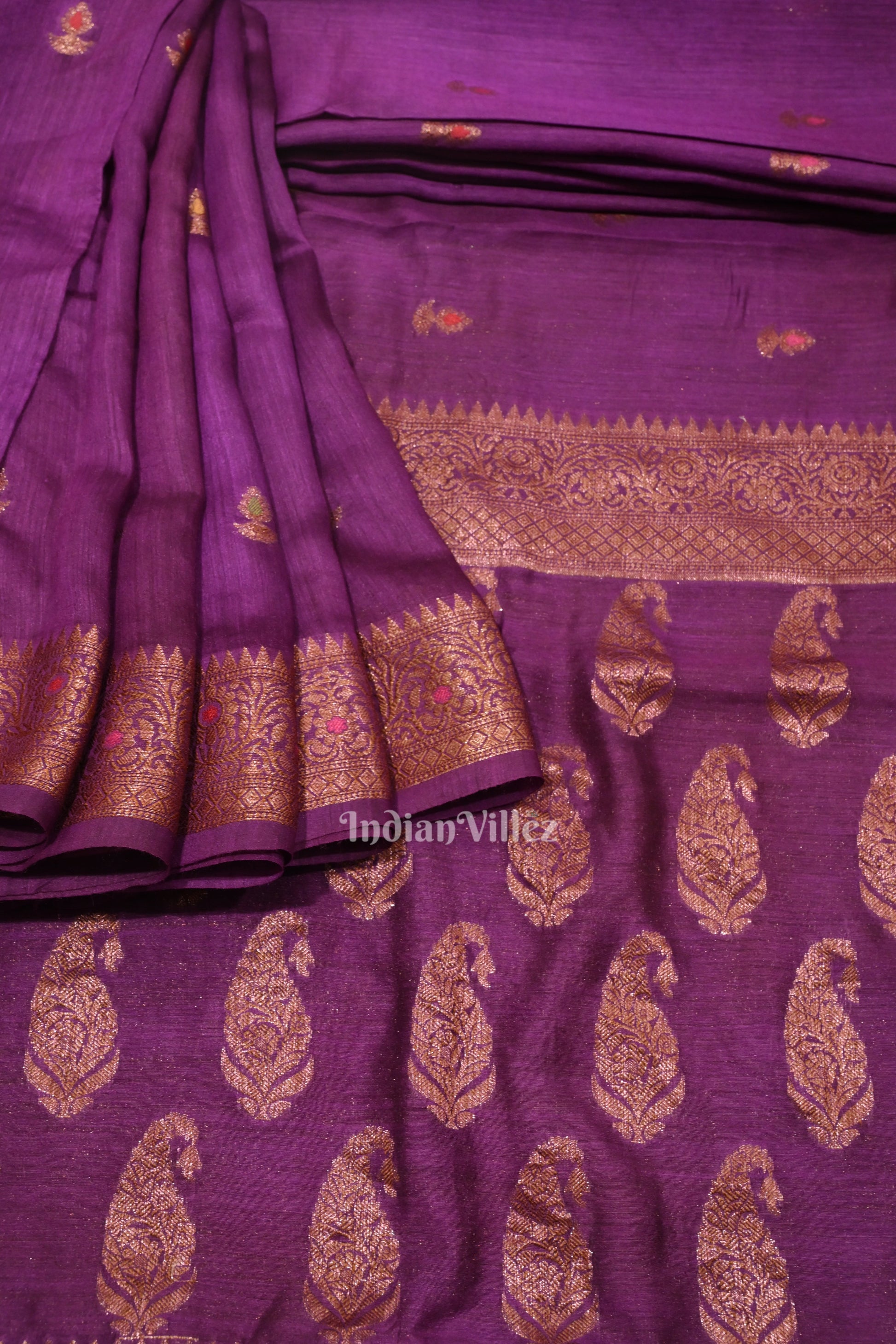 Purple Tussar Banarasi Saree