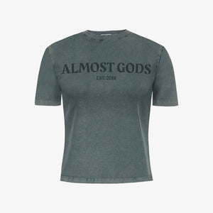 ALMOST GODS | STONEWASHED ALMOST GODS TEE IN GRANITE { GREY/CBLACK