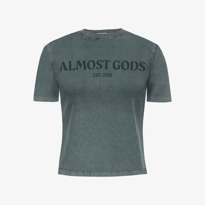 ALMOST GODS | STONEWASHED ALMOST GODS TEE IN GRANITE { GREY/CBLACK