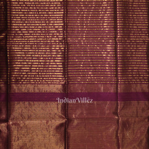 Magenta Stripped Pure Silk Cotton Maheshwari Saree