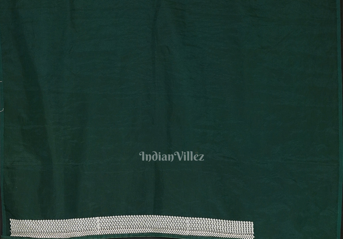 Green Parsi Gara Floral Motif Hand Embroidered Saree